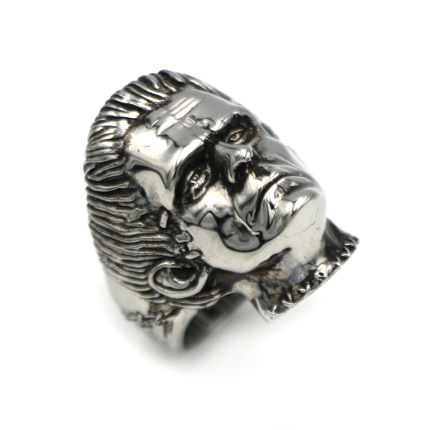 EYHIMD Science Fiction Victor Frankenstein Rings Punk Horror Scientist Stainless Steel Skull Ring Mens Biker Jewelry