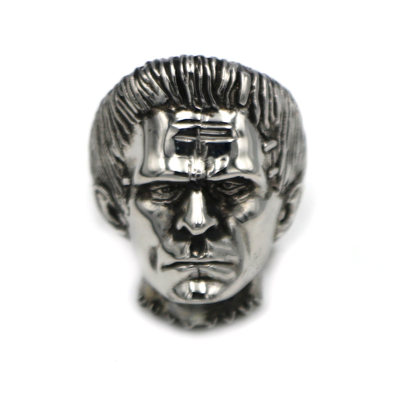EYHIMD Science Fiction Victor Frankenstein Rings Punk Horror Scientist Stainless Steel Skull Ring Mens Biker Jewelry