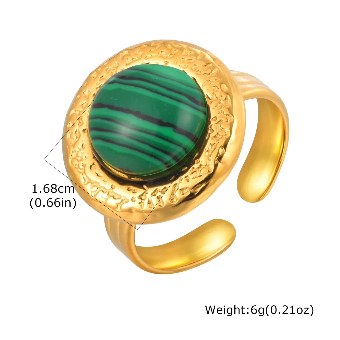 Vnox Elegant Natural Stone Stainless Steel Rings Fashion Colored Pearl Opal Turquoise Rings For Women Retro Waterproof Jewelry