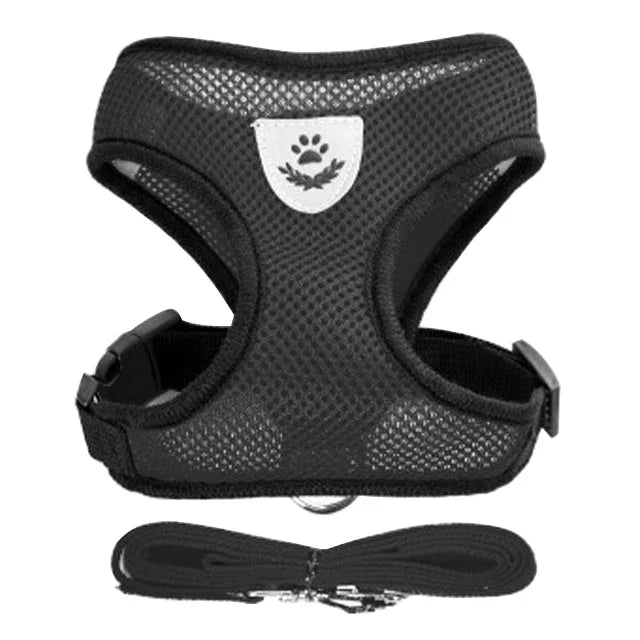 Pet Harness Adjustable Vest Walking Traction Rope Set for Dog Collar Breathable Mesh Harness for Small Medium Cat Collar