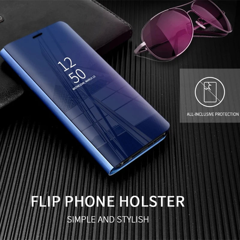 Samung S 24 Ultra Case Smart Mirror Leather Flip Cover For Samsung Galaxy S24 Ultra Plus S24Ultra 5G Magnetic Book Stand Coque