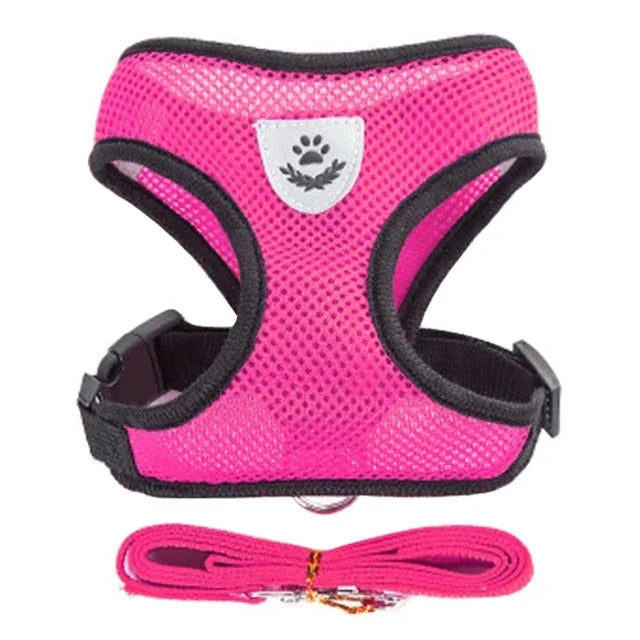 Pet Harness Adjustable Vest Walking Traction Rope Set for Dog Collar Breathable Mesh Harness for Small Medium Cat Collar
