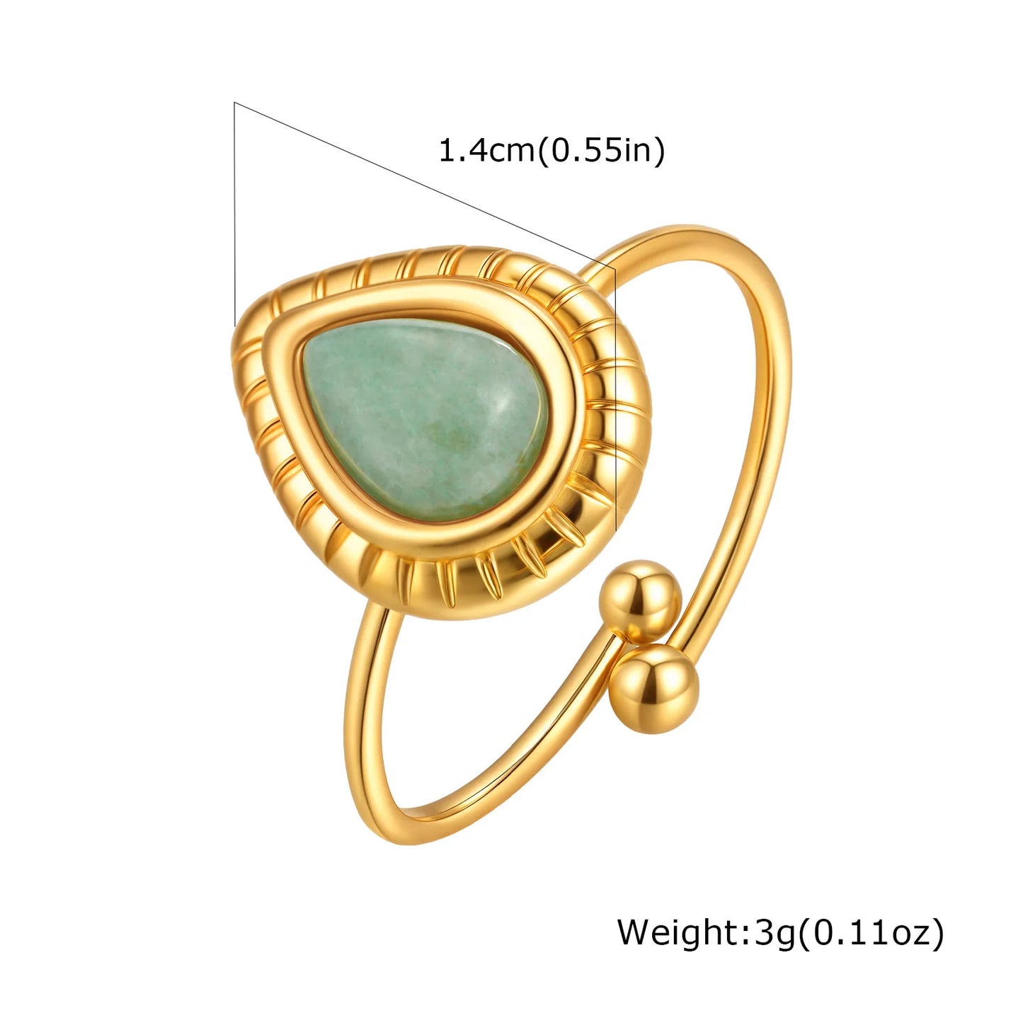 Vnox Elegant Natural Stone Stainless Steel Rings Fashion Colored Pearl Opal Turquoise Rings For Women Retro Waterproof Jewelry
