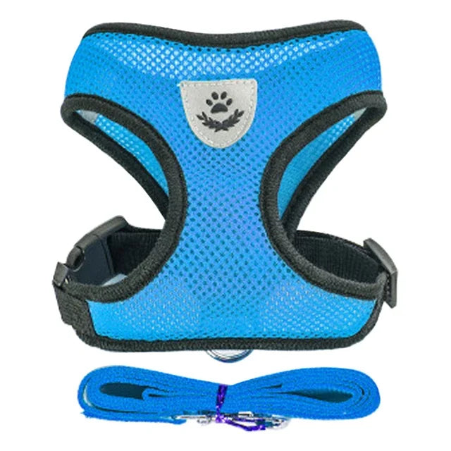 Pet Harness Adjustable Vest Walking Traction Rope Set for Dog Collar Breathable Mesh Harness for Small Medium Cat Collar