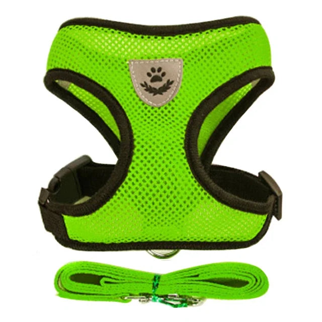Pet Harness Adjustable Vest Walking Traction Rope Set for Dog Collar Breathable Mesh Harness for Small Medium Cat Collar