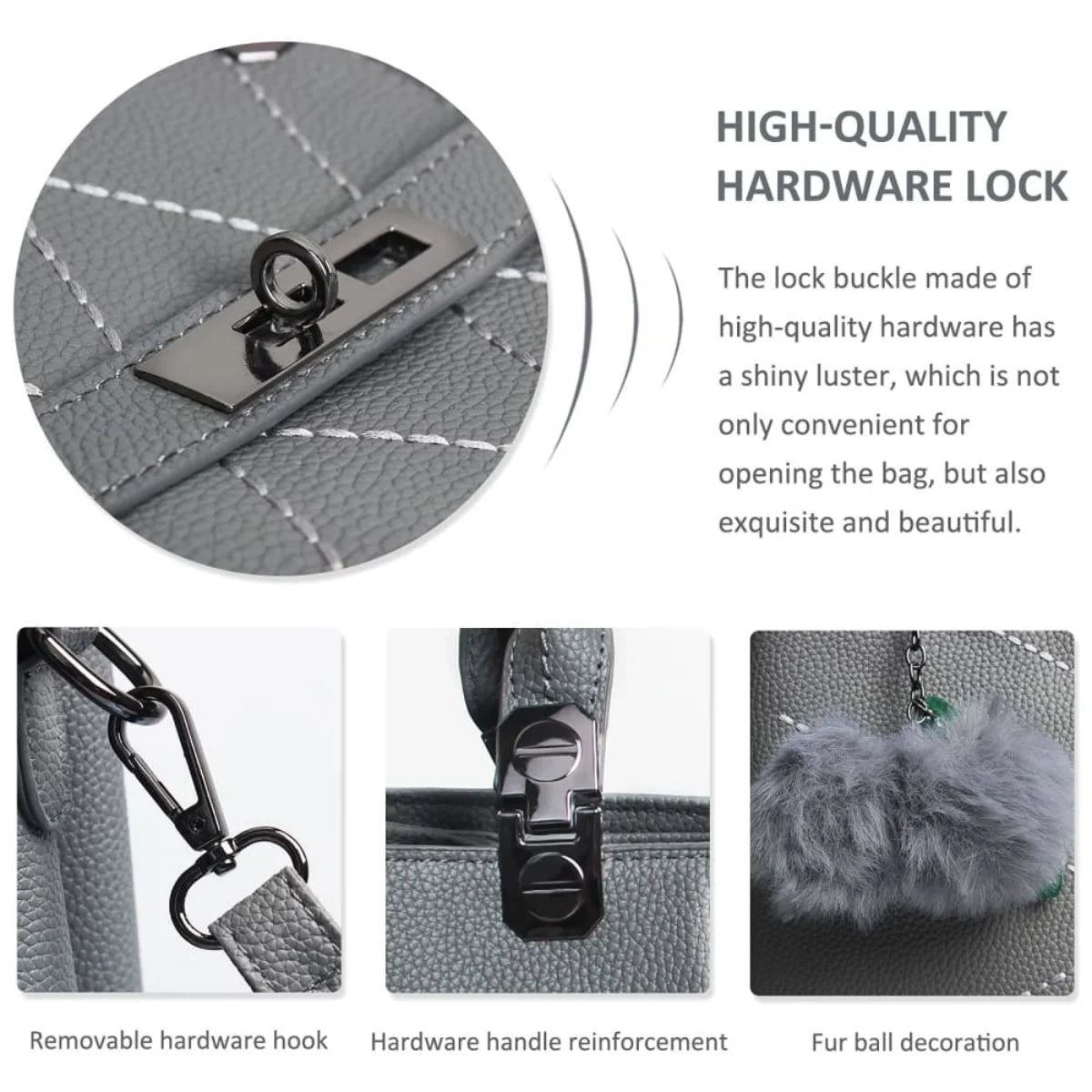 Women's Fashion Handbag with Pompom, Stylish Top Handle & Shoulder Bag for Work, Shopping, Travel, Casual Purse for Women, Versa
