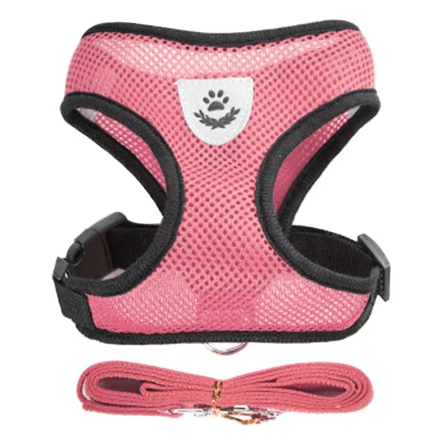 Pet Harness Adjustable Vest Walking Traction Rope Set for Dog Collar Breathable Mesh Harness for Small Medium Cat Collar