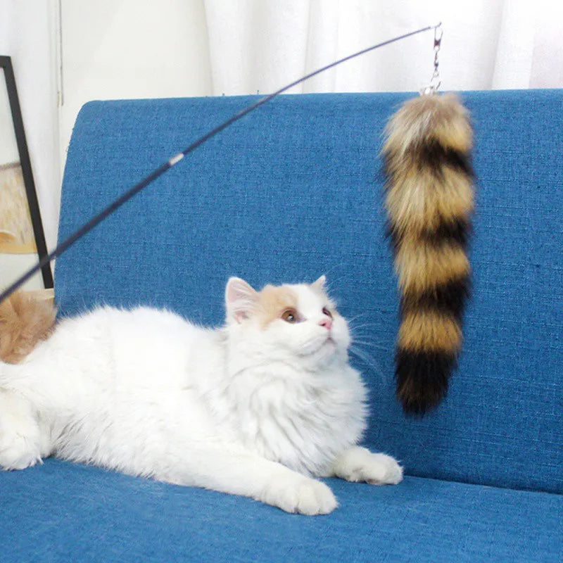 Funny Pet Cat Stick Fox Hair Replacement Head Good Toughness Feather Stick Cat Toy