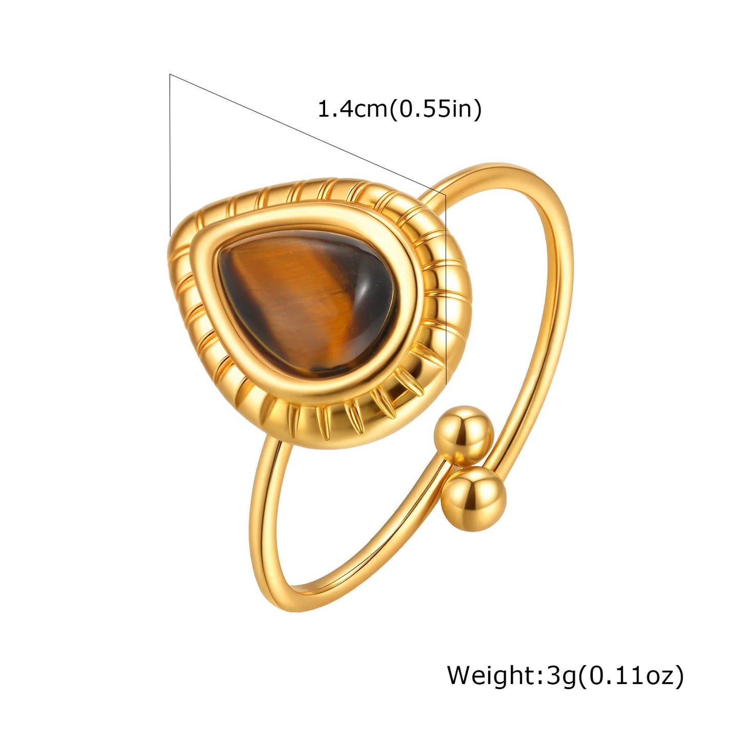 Vnox Elegant Natural Stone Stainless Steel Rings Fashion Colored Pearl Opal Turquoise Rings For Women Retro Waterproof Jewelry