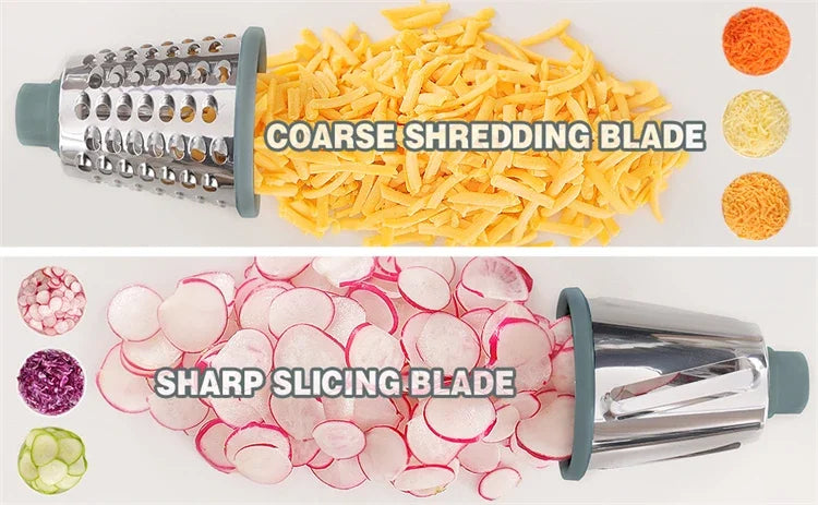 3 - in - 1 Rotary Cheese Grater: Versatile Manual Vegetable Slicer, Peanut Nuts Grinder & Cheese Vegetable Shredder