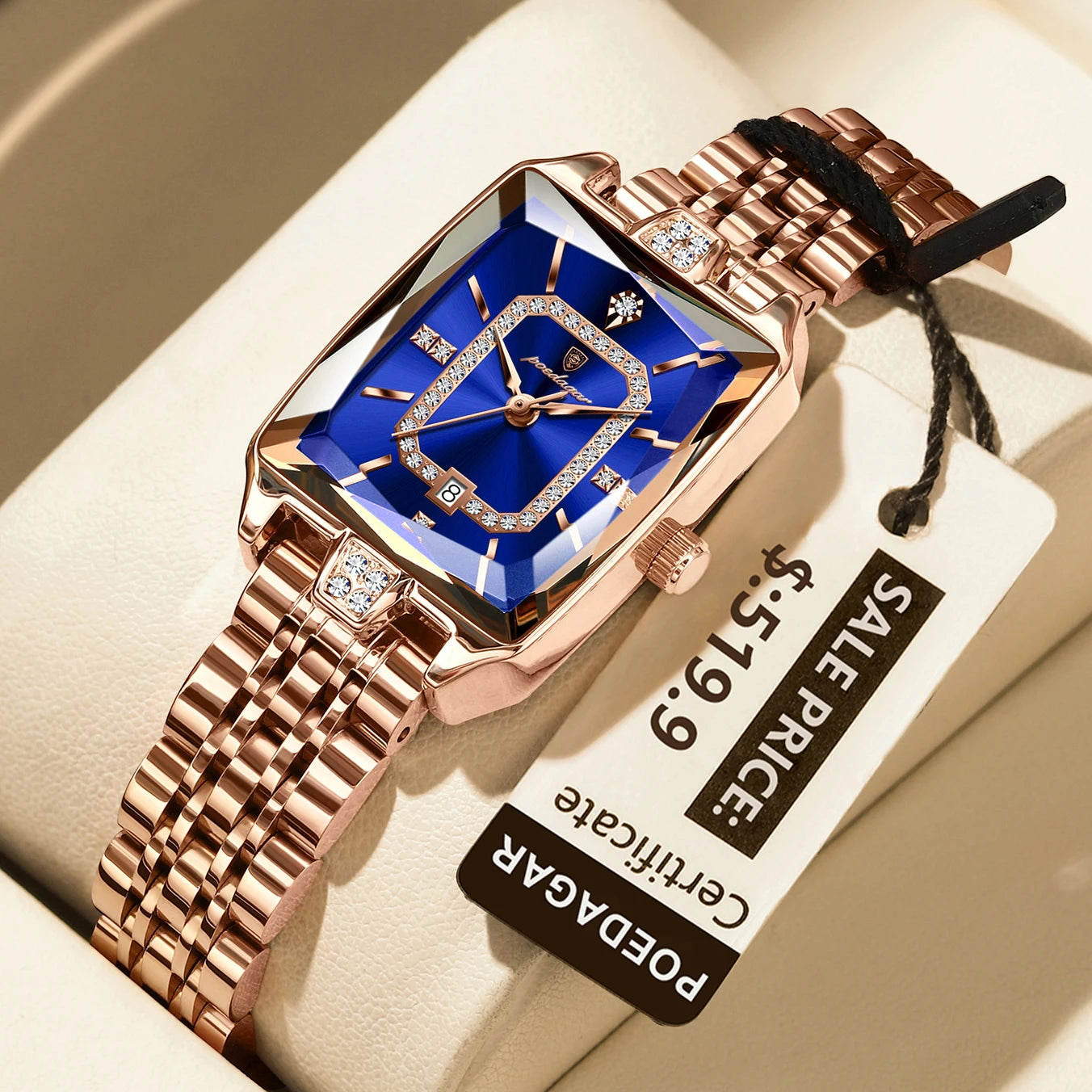 POEDAGAR Luxury Elegant Watch For Woman Date Waterproof Rectangle Ladies Watch Stainless Steel Quartz Women Watches Female Reloj