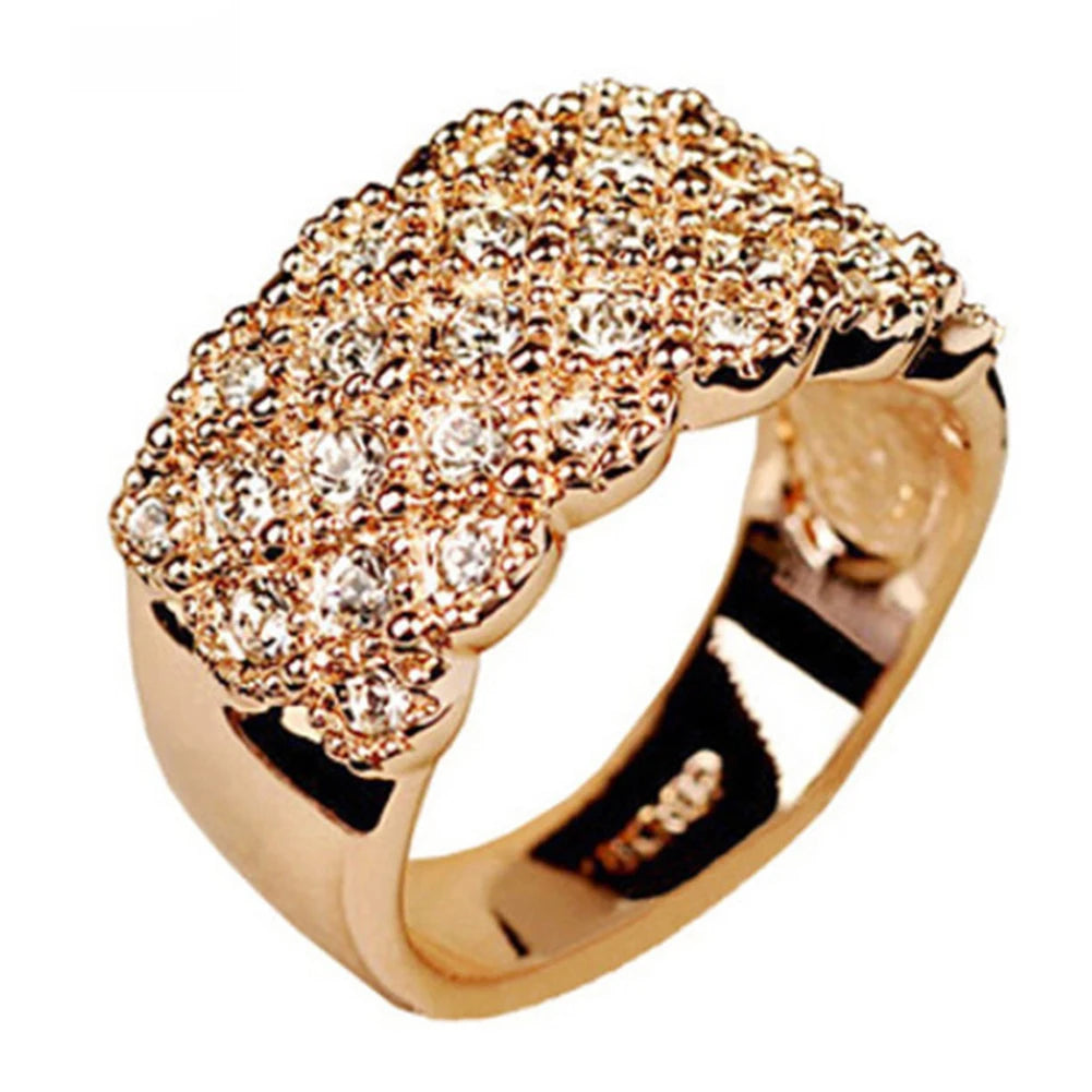 Luxury Ladies Rhinestone Inlaid Finger Ring Wedding Engagement Jewelry Gift