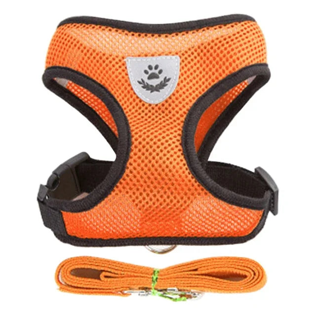 Pet Harness Adjustable Vest Walking Traction Rope Set for Dog Collar Breathable Mesh Harness for Small Medium Cat Collar