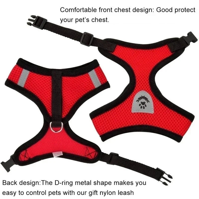 Pet Harness Adjustable Vest Walking Traction Rope Set for Dog Collar Breathable Mesh Harness for Small Medium Cat Collar