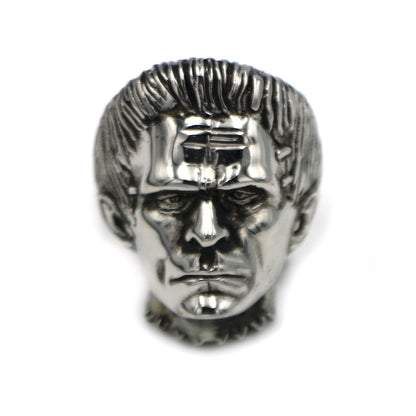 EYHIMD Science Fiction Victor Frankenstein Rings Punk Horror Scientist Stainless Steel Skull Ring Mens Biker Jewelry