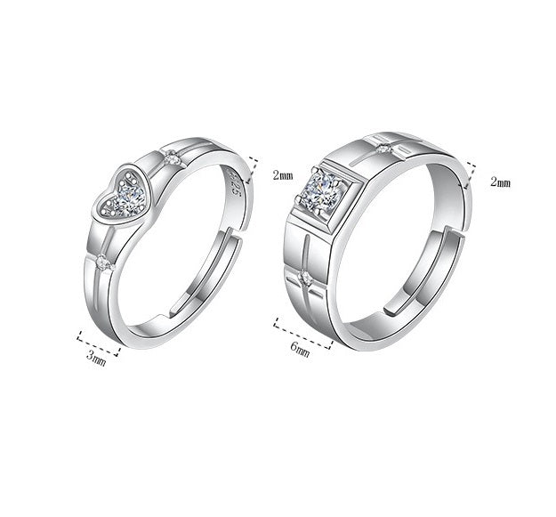 Fashion Personality Heart-shaped Female Couple Rings