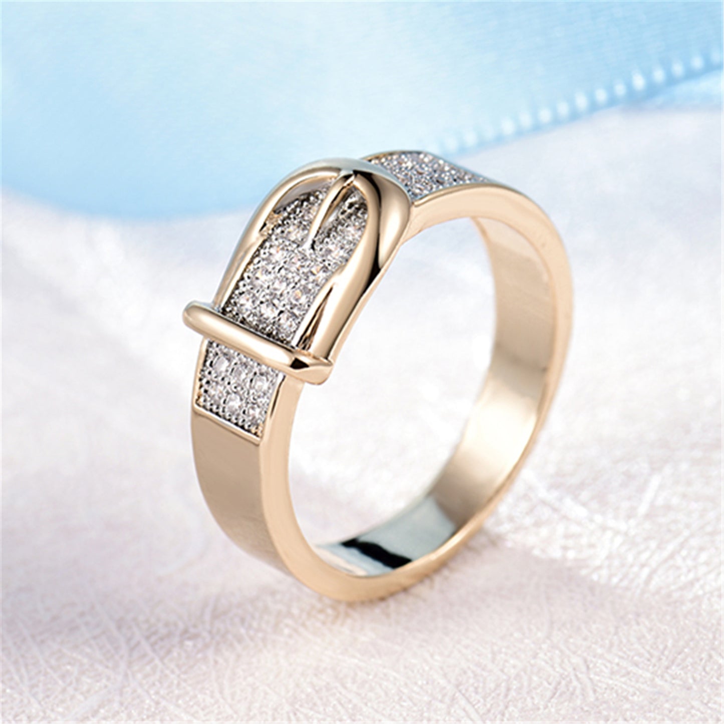 Creative Micro-inlaid Belt-shaped Couple Rings