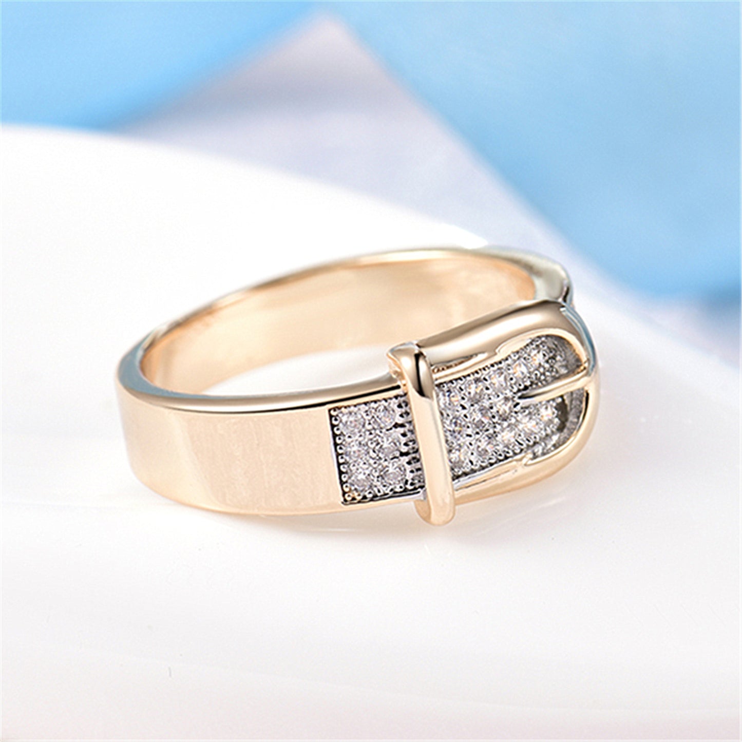 Creative Micro-inlaid Belt-shaped Couple Rings