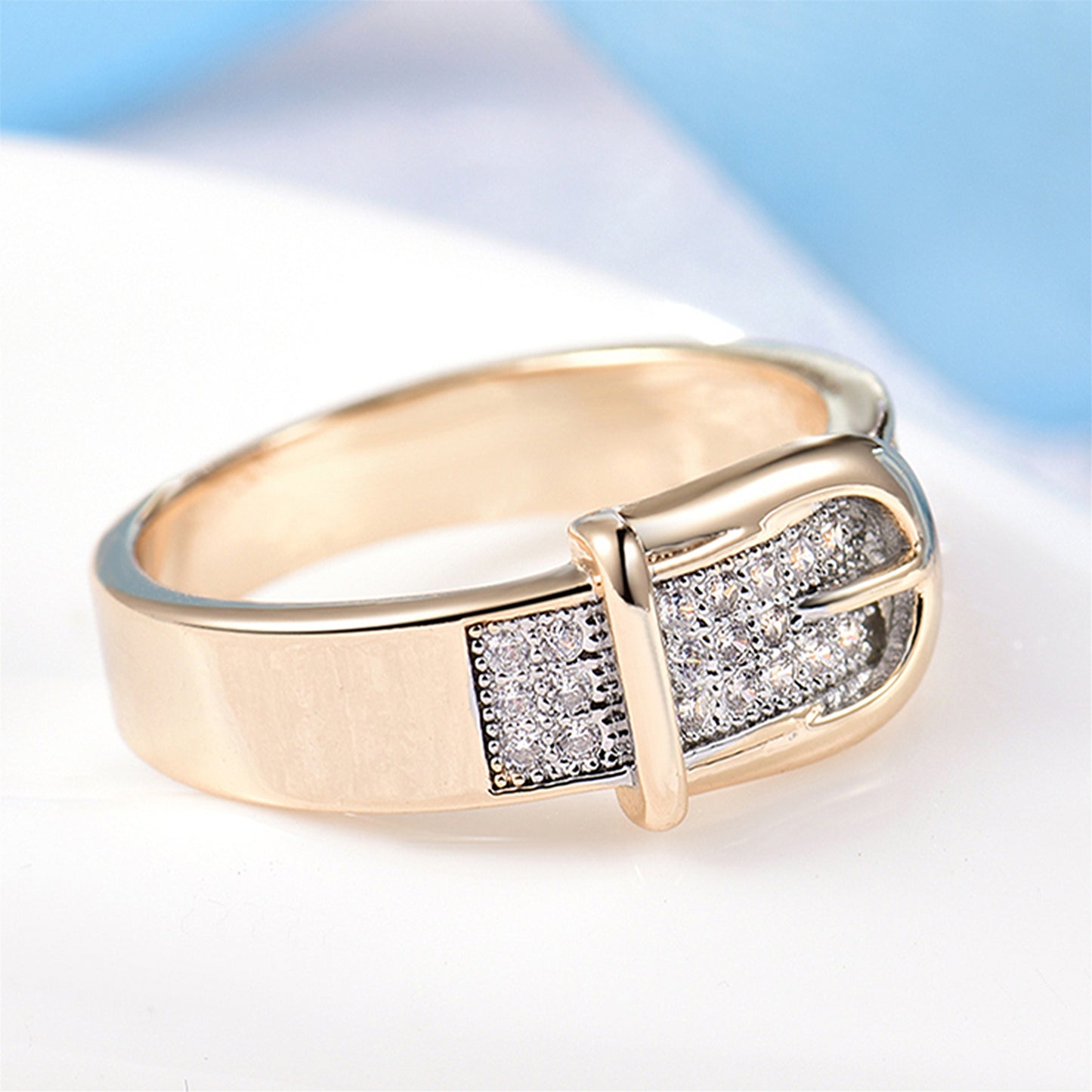 Creative Micro-inlaid Belt-shaped Couple Rings