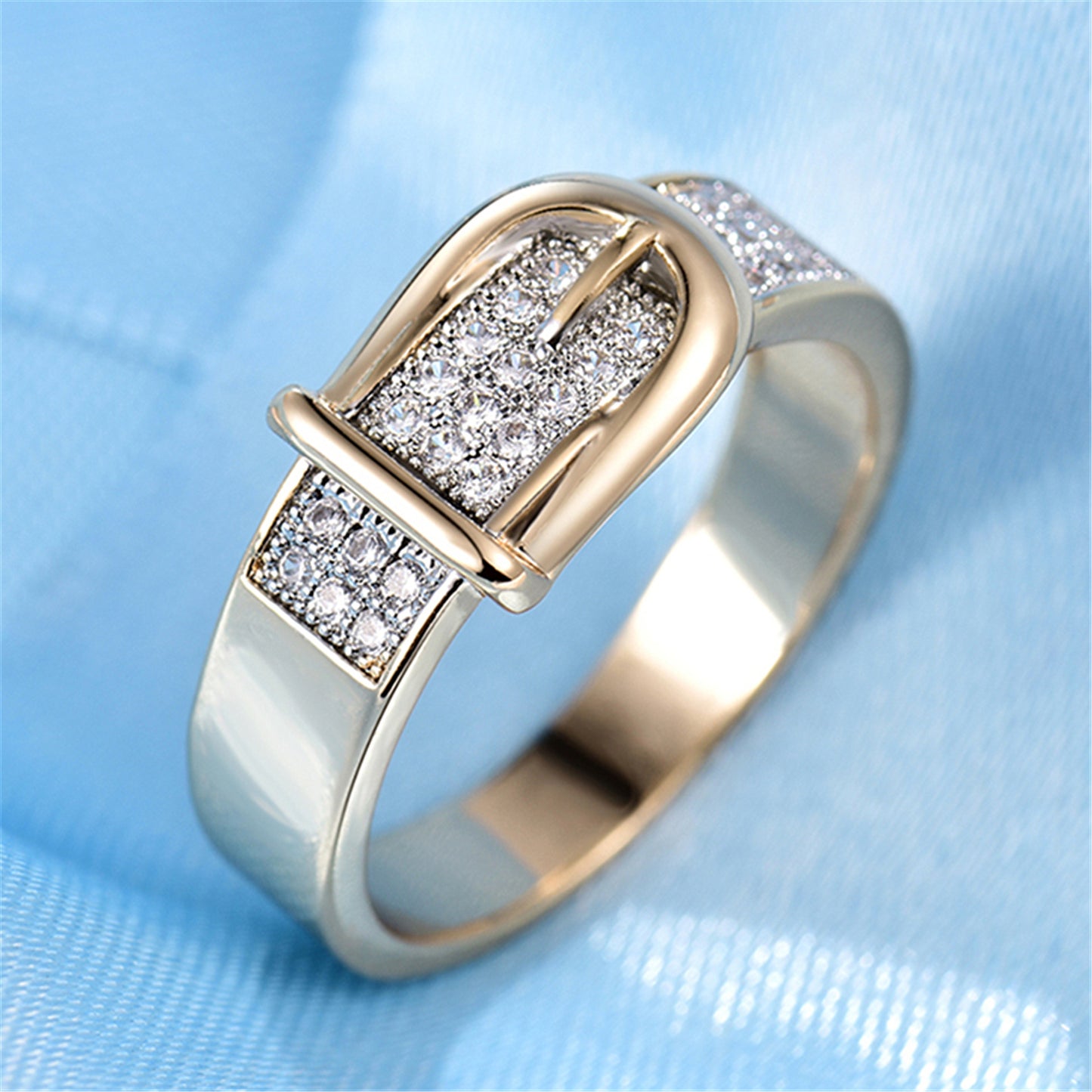 Creative Micro-inlaid Belt-shaped Couple Rings