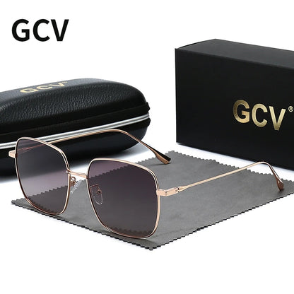 GCV 2022 New Fashion Polarized Women Square Metal Frame Sunglasses Luxury Sun Glass Ladies Lunette De Soleil Femme UV400