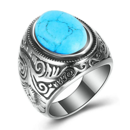 HNSP 316L Stainless Steel Natural Stone Ring For Men Women Vintage Jewelry Tiger Eyes Rings Male Finger Accessories Gifts