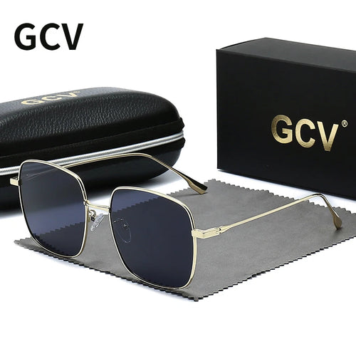 GCV 2022 New Fashion Polarized Women Square Metal Frame Sunglasses Luxury Sun Glass Ladies Lunette De Soleil Femme UV400
