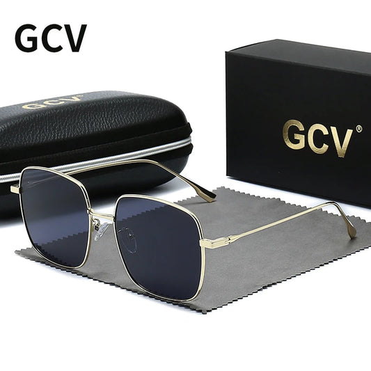 GCV 2022 New Fashion Polarized Women Square Metal Frame Sunglasses Luxury Sun Glass Ladies Lunette De Soleil Femme UV400