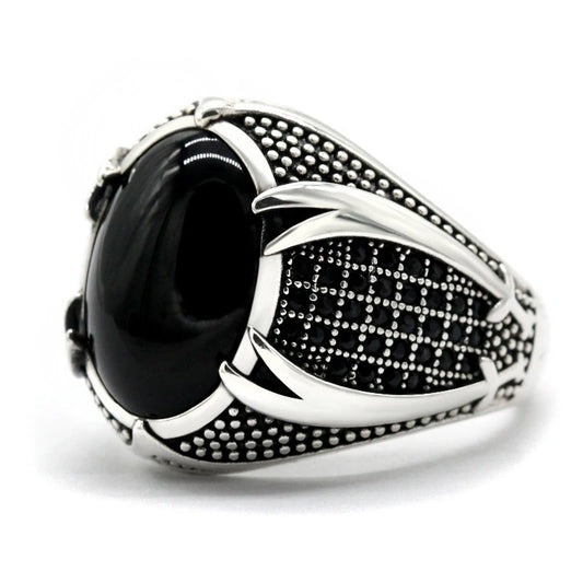 Vintage Pattern Punk  Large Black/White/Red Stone Rings Anniversary Statement Wedding Jewelry Fashion Zircon Finger Rings
