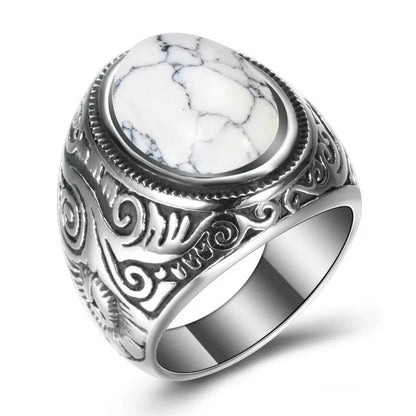 HNSP 316L Stainless Steel Natural Stone Ring For Men Women Vintage Jewelry Tiger Eyes Rings Male Finger Accessories Gifts