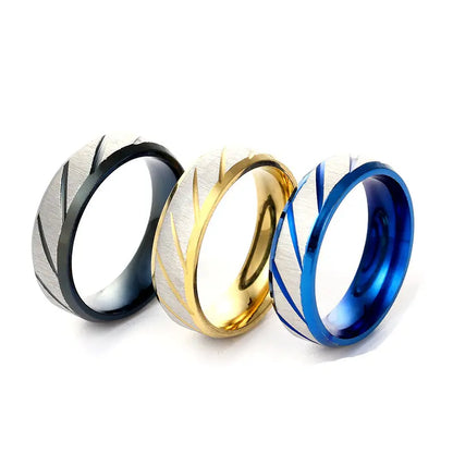 6mm Blue Twill Ring Titanium Brushed Ring for Men and Women Personalized Ring Customize Ring Engraved Ring
