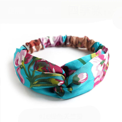 Fashion Women Girls Summer Bohemian Hair Bands Print Headbands Vintage Cross Turban Bandage Bandanas HairBands Hair Accessories