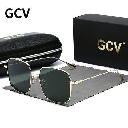 GCV 2022 New Fashion Polarized Women Square Metal Frame Sunglasses Luxury Sun Glass Ladies Lunette De Soleil Femme UV400