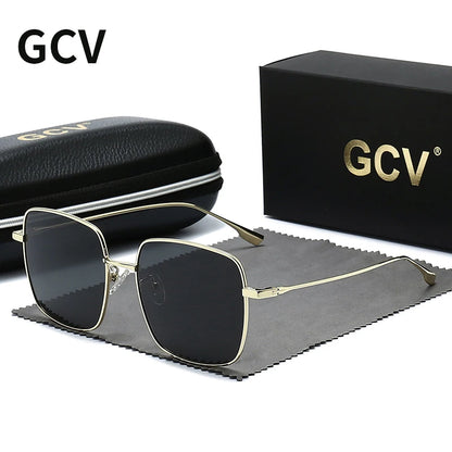 GCV 2022 New Fashion Polarized Women Square Metal Frame Sunglasses Luxury Sun Glass Ladies Lunette De Soleil Femme UV400