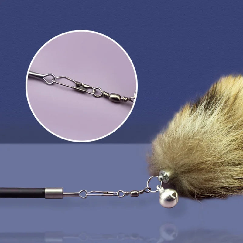 Funny Pet Cat Stick Fox Hair Replacement Head Good Toughness Feather Stick Cat Toy
