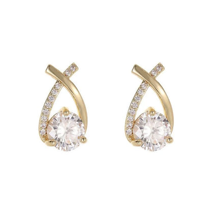 Fashion Cross Stud Earrings For Women Girls Korean Style Elegant Crystal Jewelry Ear Rings Fishtail Lady Earrings Gifts