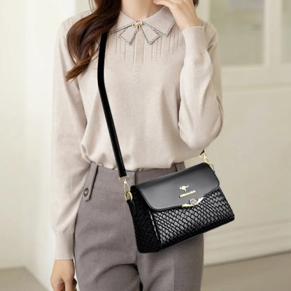 Luxury Handbag Women Bags Designer Pu Leather Knitting Shoulder Messenger Crossbody Bags for Women Mother Bolsa Ladies Hand Bag