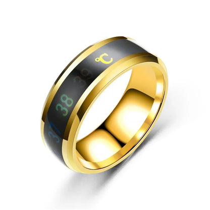 Smart Temperature Couples Ring Multifunctional Temperature Sensitive Stainless Steel Ring for Women Men Jewelry Gift