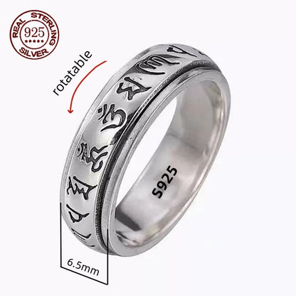 Factory Price S925 Sterling Silver Great Wall Pattern Spinner Ring Men Women Real Silver Double-layer Rotatable Rings Jewelry