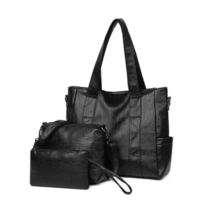 3 Set Women's New High-quality PU Leather Shoulder Cross-body Bags Luxury Designer Ladies Messenger Commuting Versatile Handbags