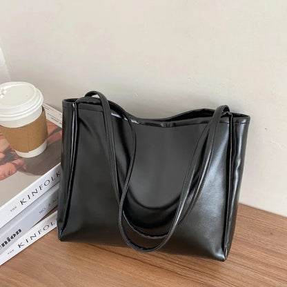 Autumn Winter Soft Leather Large Women's Shoulder Bag Trendy Artistic Tote Bag Casual High Capacity Crossbody Bag