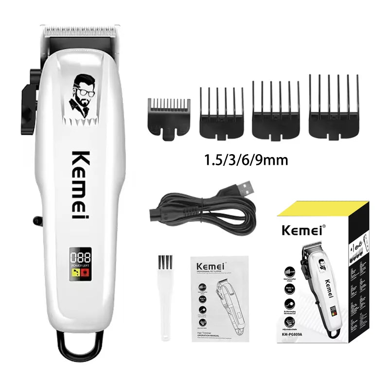 Kemei KM-PG809A KM-PG232 LCD USB Charging Hair Clipper Adjustable Professional Cutting Machine KM-3382 Shaver Trimmer For men