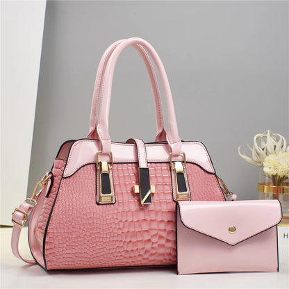 Luxury Brand Crocodile Women Tote Bag Bright Leather Women Handbag Purse Shoulder Bag Female Top-handle Bags Commuting Shopping