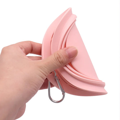 Collapsible Pet Silicone Dog Food Water Bowl  Color Outdoor Travel Portable Folding Supplies Dishes with Carabiner