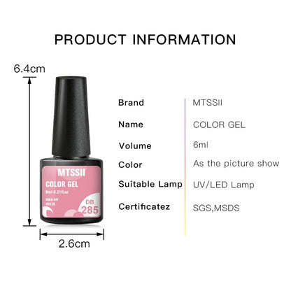 6Pcs/Set Blue Glitter Bright Gel Nail Polish Set Semi Permanent Spring Summer Colors Series Soak Off UV Nail Art Gel Varnish