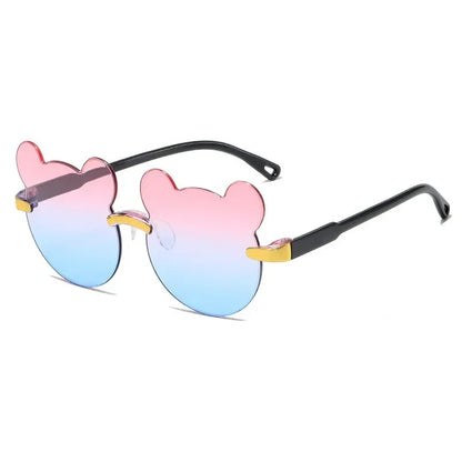 Fashionable New Outdoor Travel Skiing Sunglasses Cartoon Bear Sunglassess for Boy Girl Children Rimless Casual Sunglasses UV400