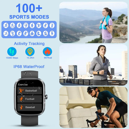 Smart Watch, 1.91"Smartwatch for Men Women (Answer/Make Call), Fitness Tracker with 100+ Sport Modes, IP68 Waterproof.