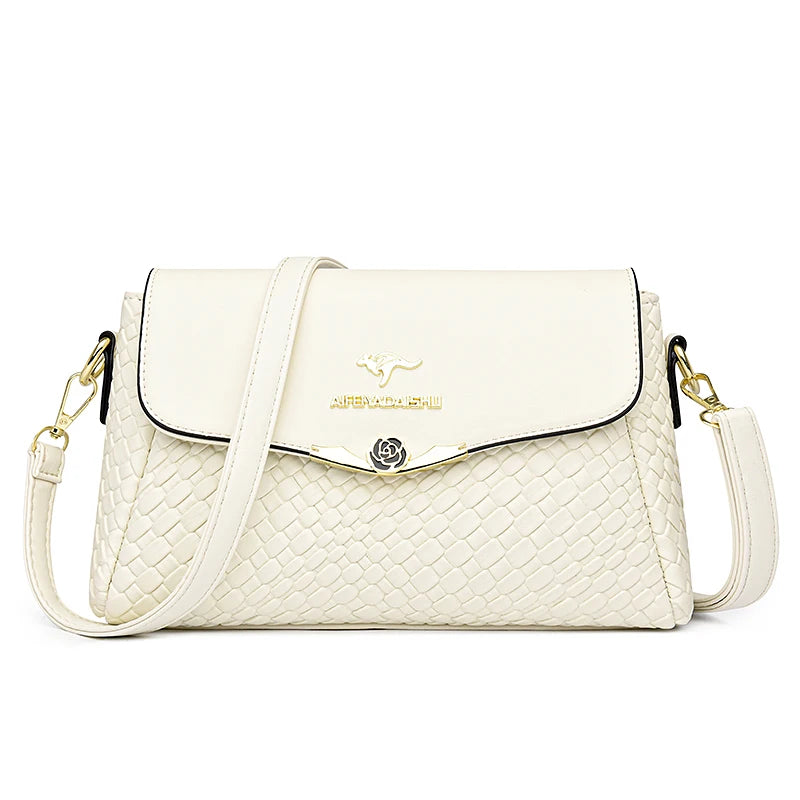 Luxury Handbag Women Bags Designer Pu Leather Knitting Shoulder Messenger Crossbody Bags for Women Mother Bolsa Ladies Hand Bag