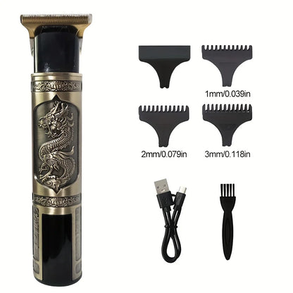 Metal body hair clipper wireless electric trimmer, professional oil engraving electric clipper electric razor