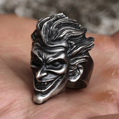 Fashion Silver Color Skull Clown Mask Adjustable Ring for Men Women's Motorcycle Party Punk Rings Cool Jewelry Accessories
